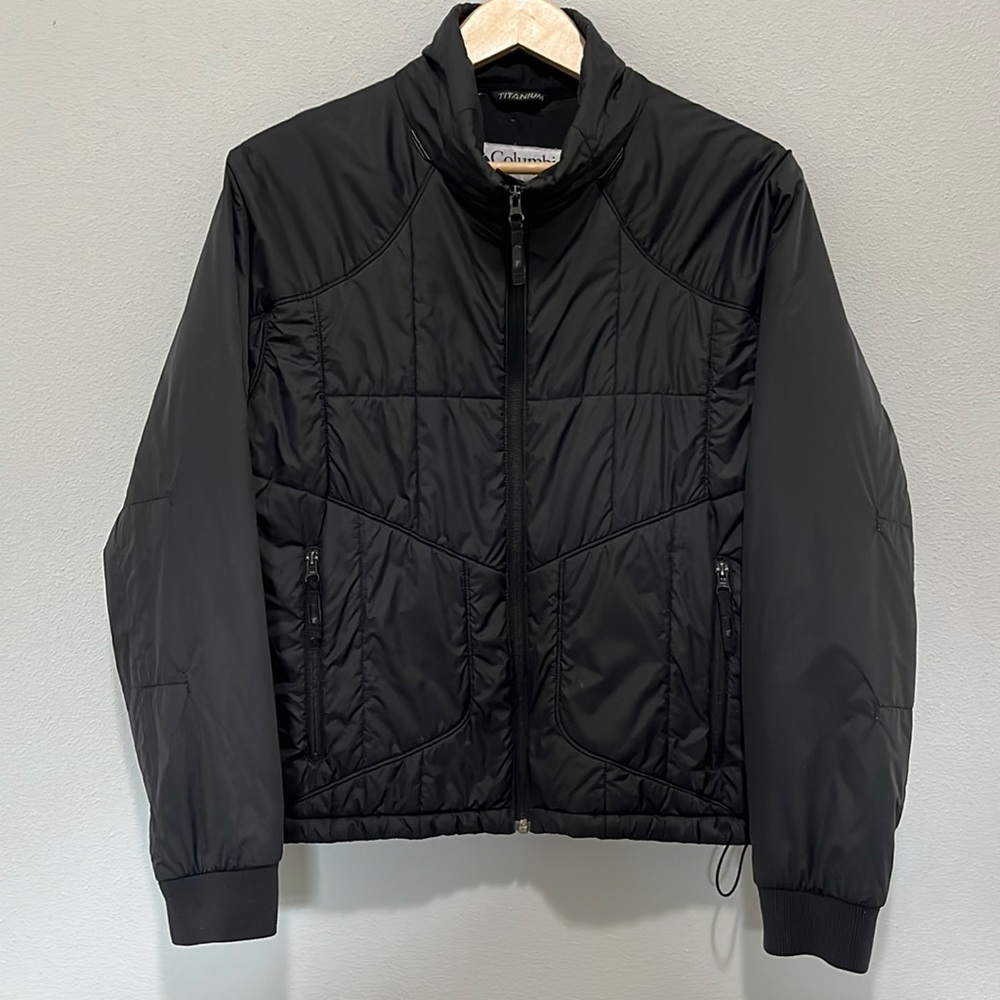 Columbia titanium interchange black quilted  top zip up jacket size XL